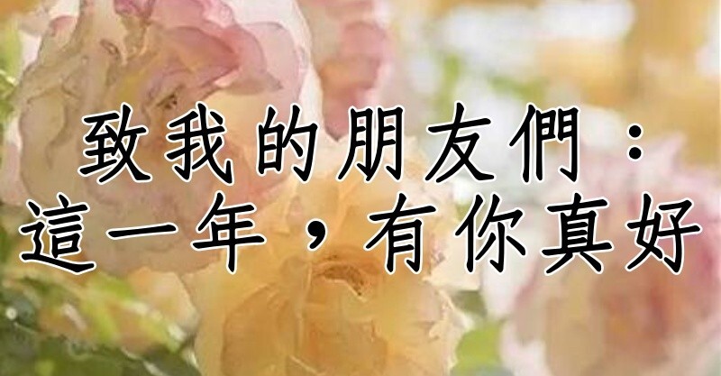 致我的朋友们:这一年,有你真好